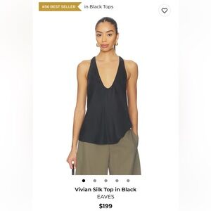 Vivian Silk V-Neck Tank Top in Black
